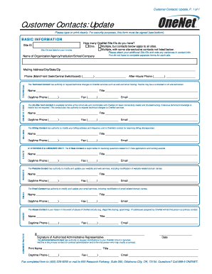 Customer Contacts Update Form
