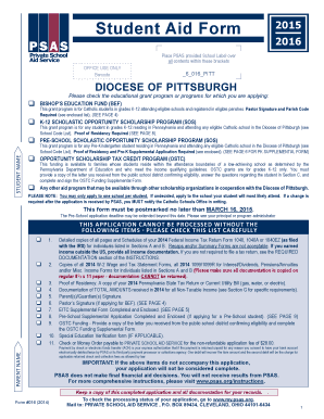 Student Aid Form 2015