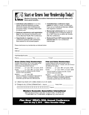 Western Economic Association Membership Application