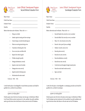 Junior Officials Rating Form - ovrorg