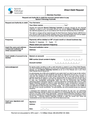 Speech Pathology Australia Direct Debit Request