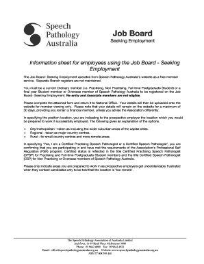 Speech Pathology Australia Job Board Registration Form
