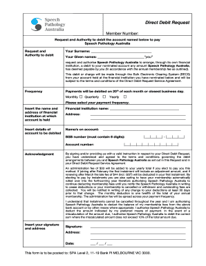 Speech Pathology Australia Direct Debit Request