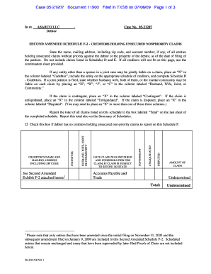Second Amended Schedule F-2 - Creditors Holding Unsecured Nonpriority Claims