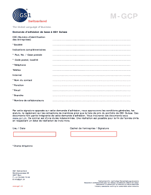 Demande d’adhésion de base à GS1 Suisse