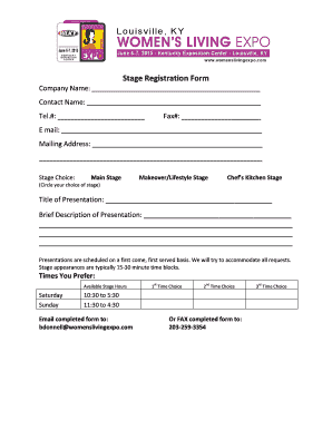 Stage Registration Form
