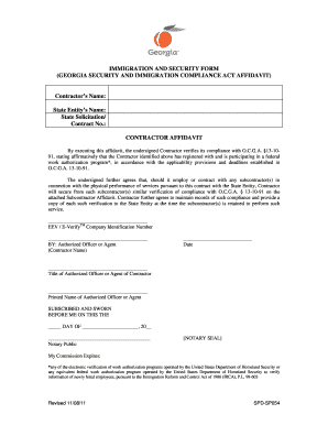 Georgia Security and Immigration Compliance Act Affidavit