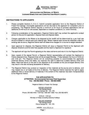 Application for Disposal of Waste