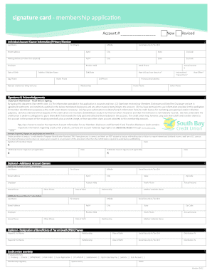 Membership Application Signature Card