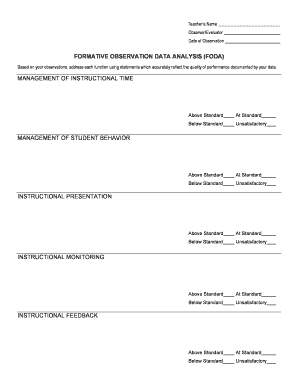 Formative Observation Data Analysis Form