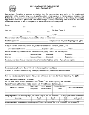 Bulloch County Employment Application