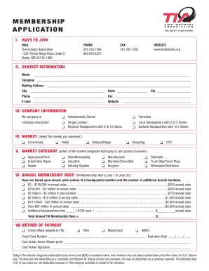 Tire Industry Association Membership Application