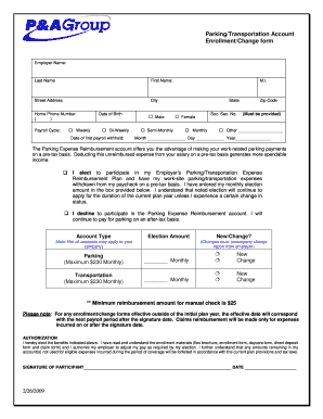 Parking/Transportation Account Enrollment Form