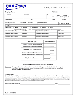 Flexible Spending Cafeteria Plan Enrollment Form