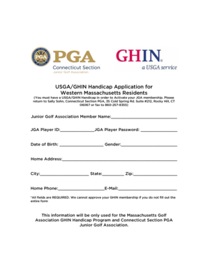 USGA/GHIN Handicap Application for Junior Golf Members