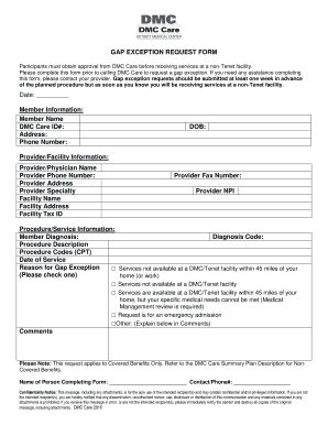 Gap Exception Request Form