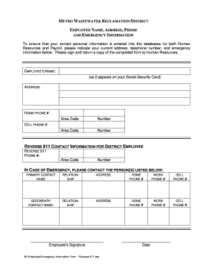 Employee Emergency Information Form