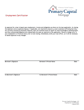 Employment Certification Form
