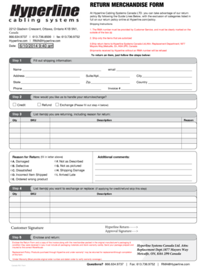 Return Merchandise Form