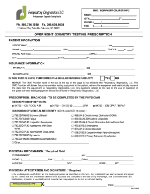 Overnight Oximetry Test Prescription