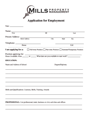 Employment Application Form