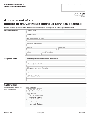 ASIC Form FS06 Auditor Appointment