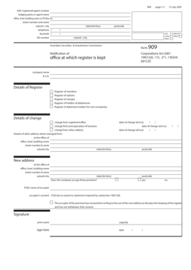 ASIC Form 909 Notification