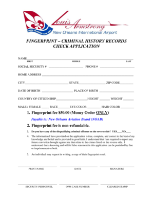 Criminal History Records Check Application