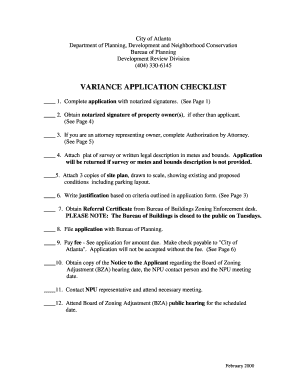 VARIANCE APPLICATION CHECKLIST - Ski Lake Claire - lakeclaire