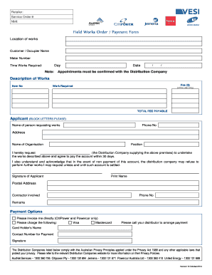 Field Works Order Payment Form
