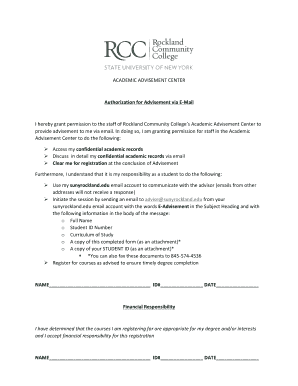 Authorization for Advisement via E-Mail
