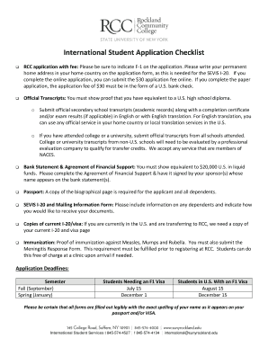 International Student Application Checklist