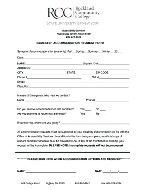 Semester Accommodation Request Form