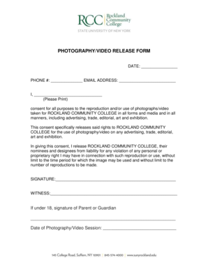 Photography Video Release Form