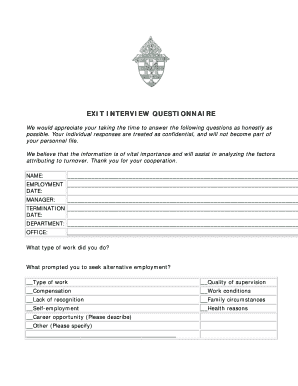 Exit Interview Questionnaire