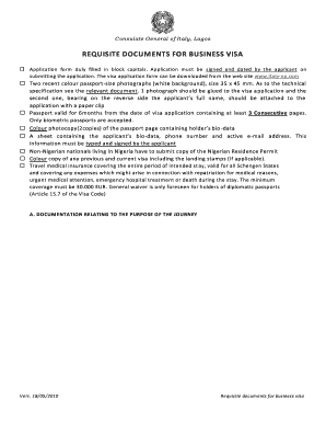 Italy Business Visa Application Form