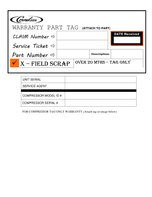 Warranty Part Tag
