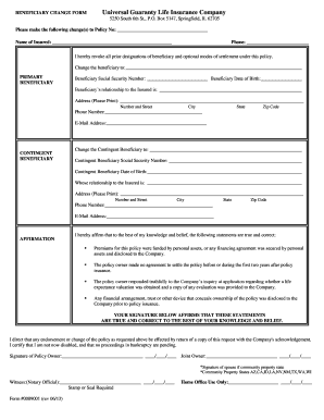 Beneficiary Change Form
