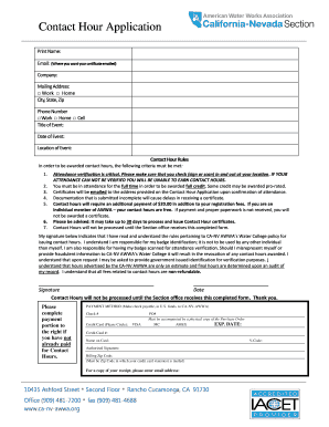 Contact Hour Application Form