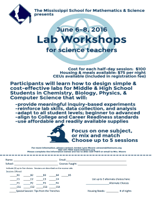 Science Teacher Conference Registration Form