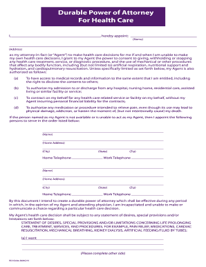 Durable Power of Attorney for Health Care