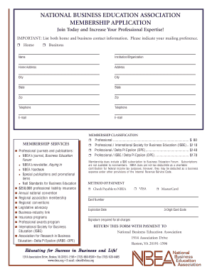 National Business Education Association Membership Application