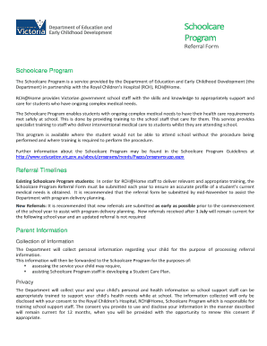 Schoolcare Program Referral Form
