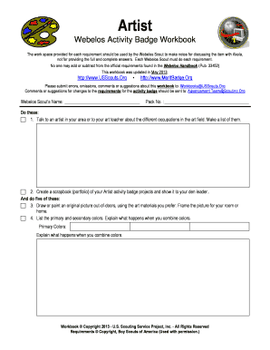 Webelos Artist Activity Badge Workbook
