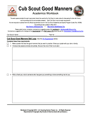 Cub Scout Good Manners Workbook