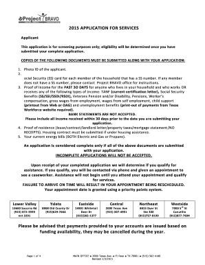 2015 Application for Services