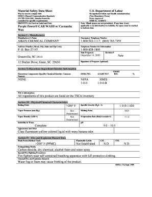 Material Safety Data Sheet