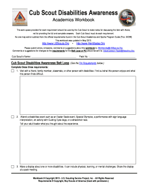 Cub Scout Disabilities Awareness Workbook