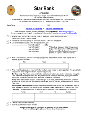 Boy Scouts Star Rank Requirements Checklist