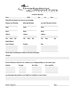 Patient Medical History Form
